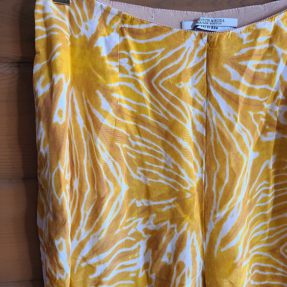 Scotch & Soda Pant Marigold Dyed Wash Floral Wide Leg Flowy XS Yellow Boho - Picture 5 of 7